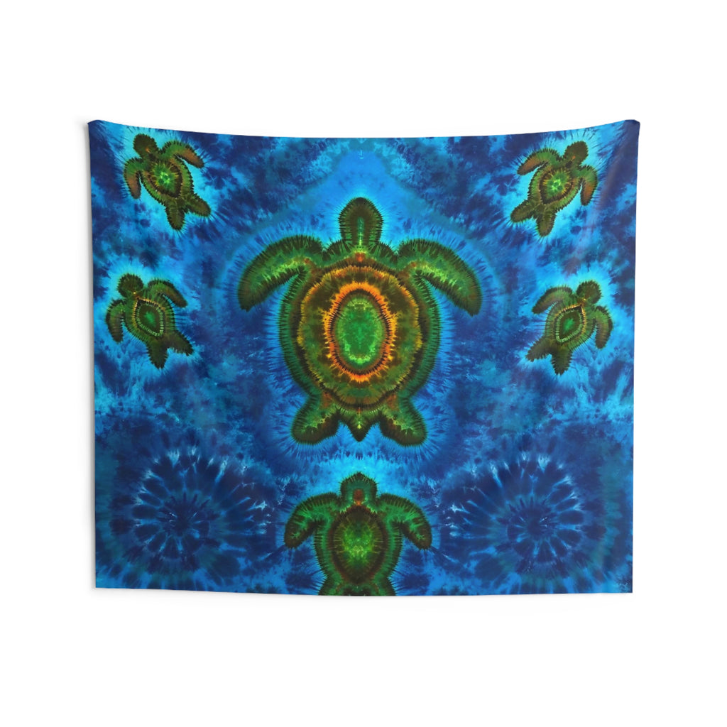 Sea Turtle Family Tie-Dye Wall Tapestry | JamminOn