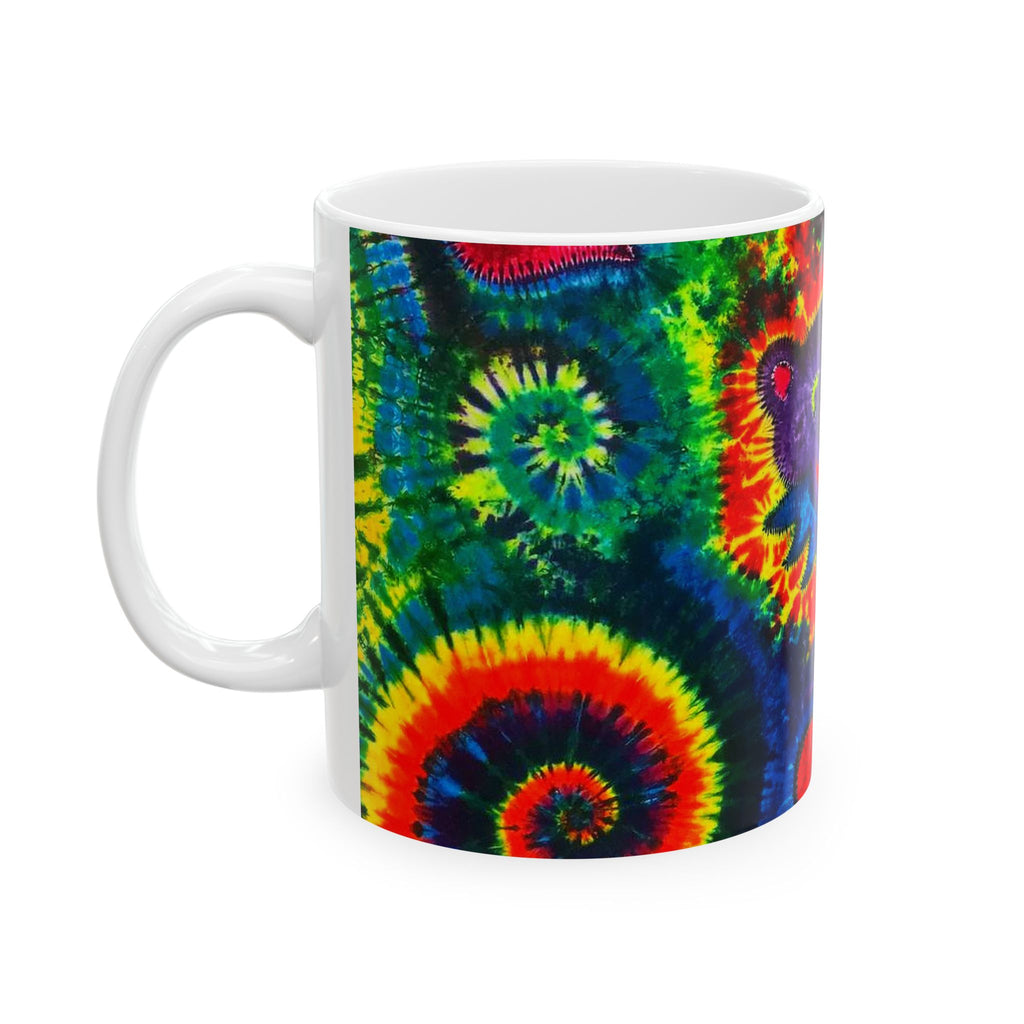 Purple Dancing Bear Hearts Tie-Dye Ceramic Mug | JamminOn