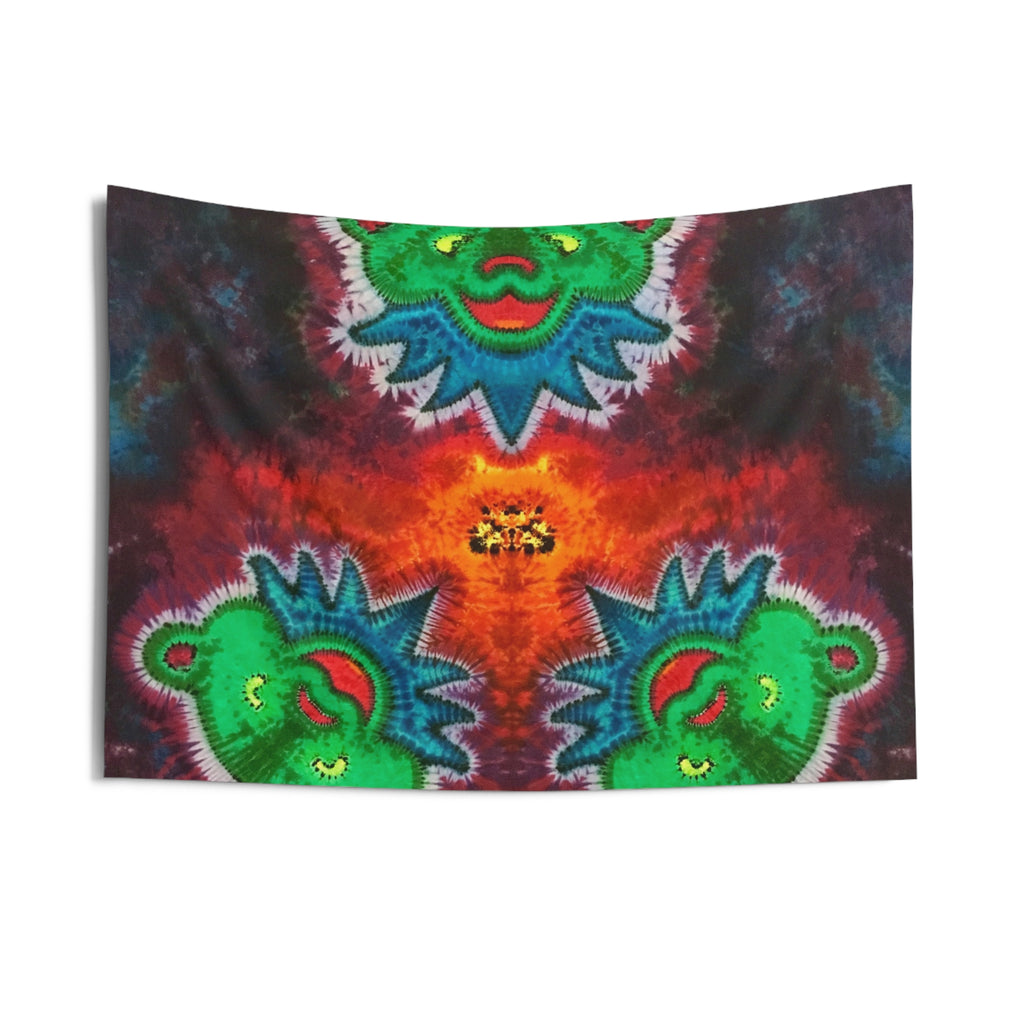 Triple Bear Glow Tie-Dye Wall Tapestry | JamminOn