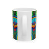 Teal Bear Rainbow Fans Tie-Dye Ceramic Mug | JamminOn