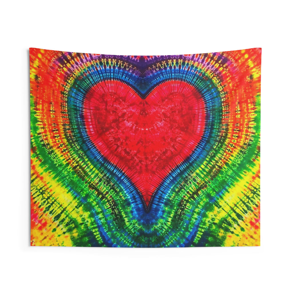 Rainbow Heart Tie-Dye Wall Tapestry | JamminOn