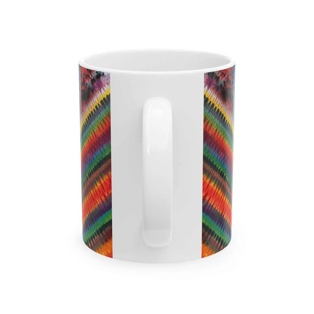 Chevron Rainbow Heart Psychedelic Tie-Dye Coffee Mug | JamminOn