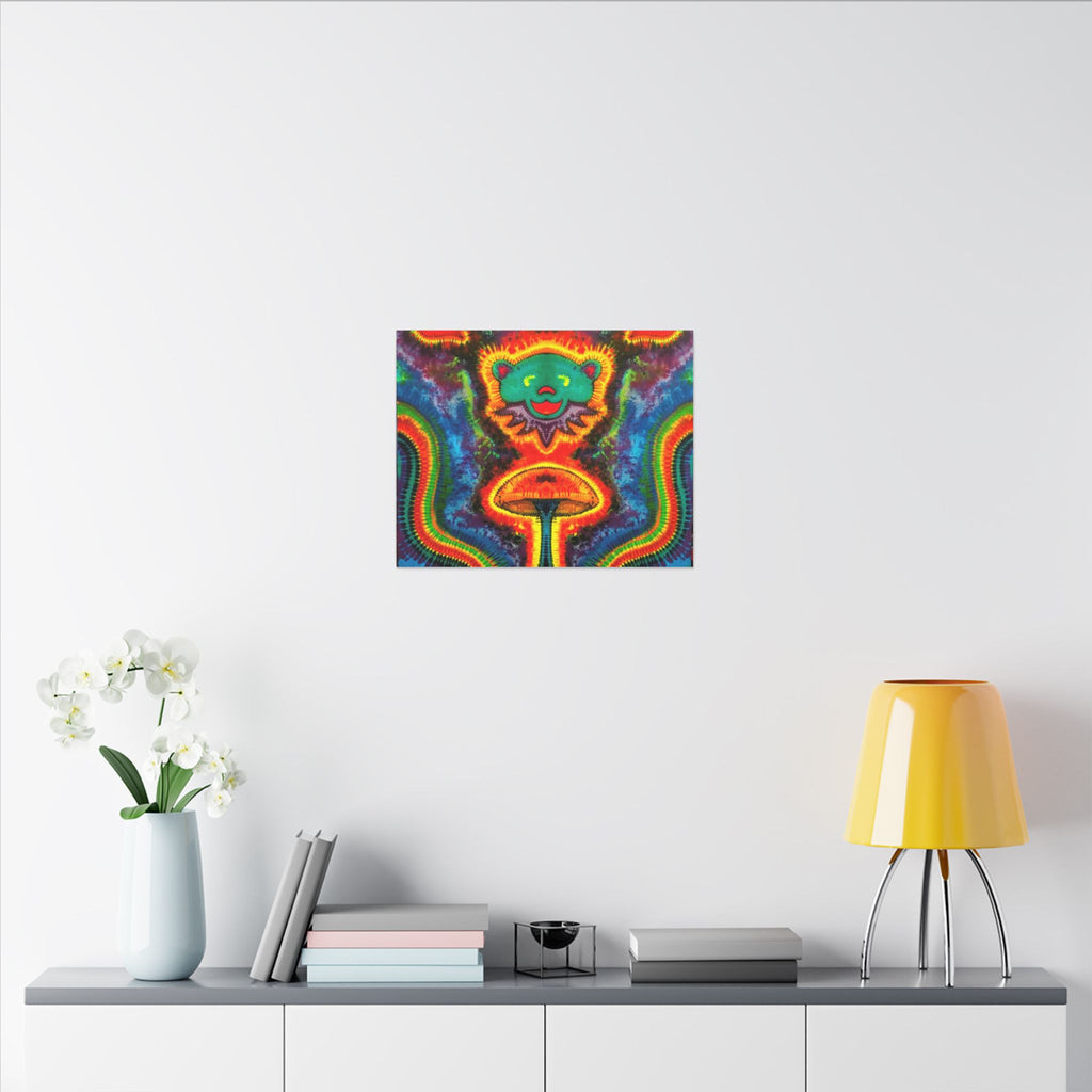 Bear and Mushroom Tie-Dye Canvas Print | JamminOn