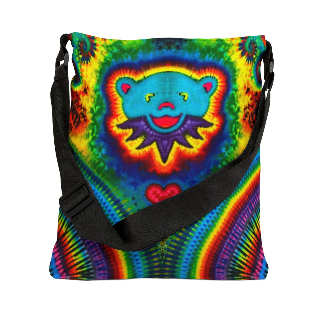 Teal Bear Rainbow Fans Tie-Dye Tote Bag | JamminOn