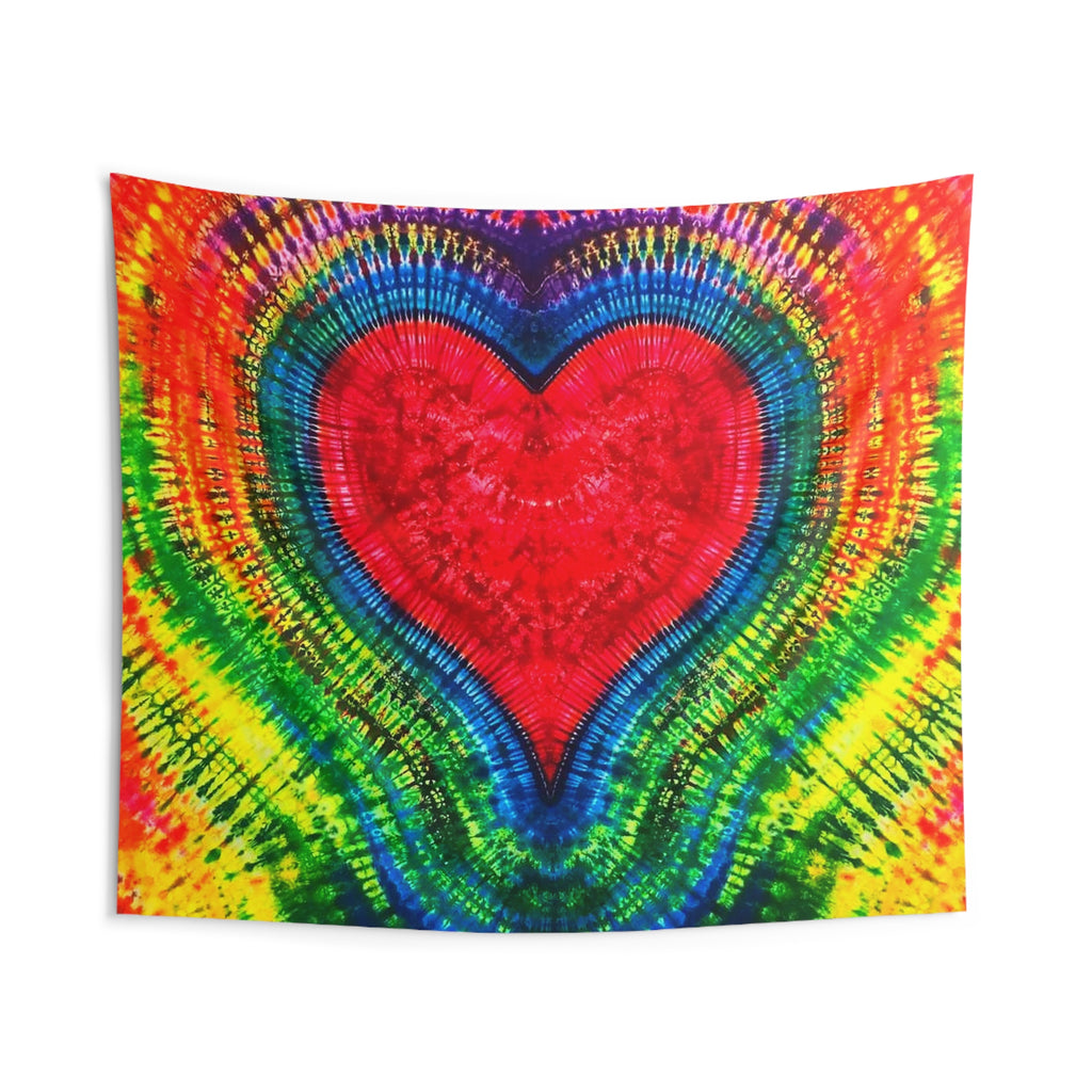 Rainbow Heart Tie-Dye Wall Tapestry | JamminOn