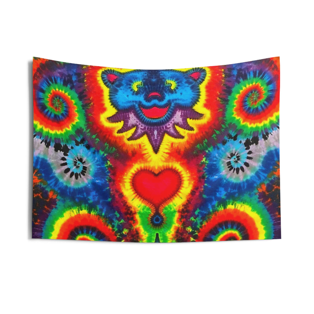 Blue Bear Heart Tie-Dye Wall Tapestry | JamminOn