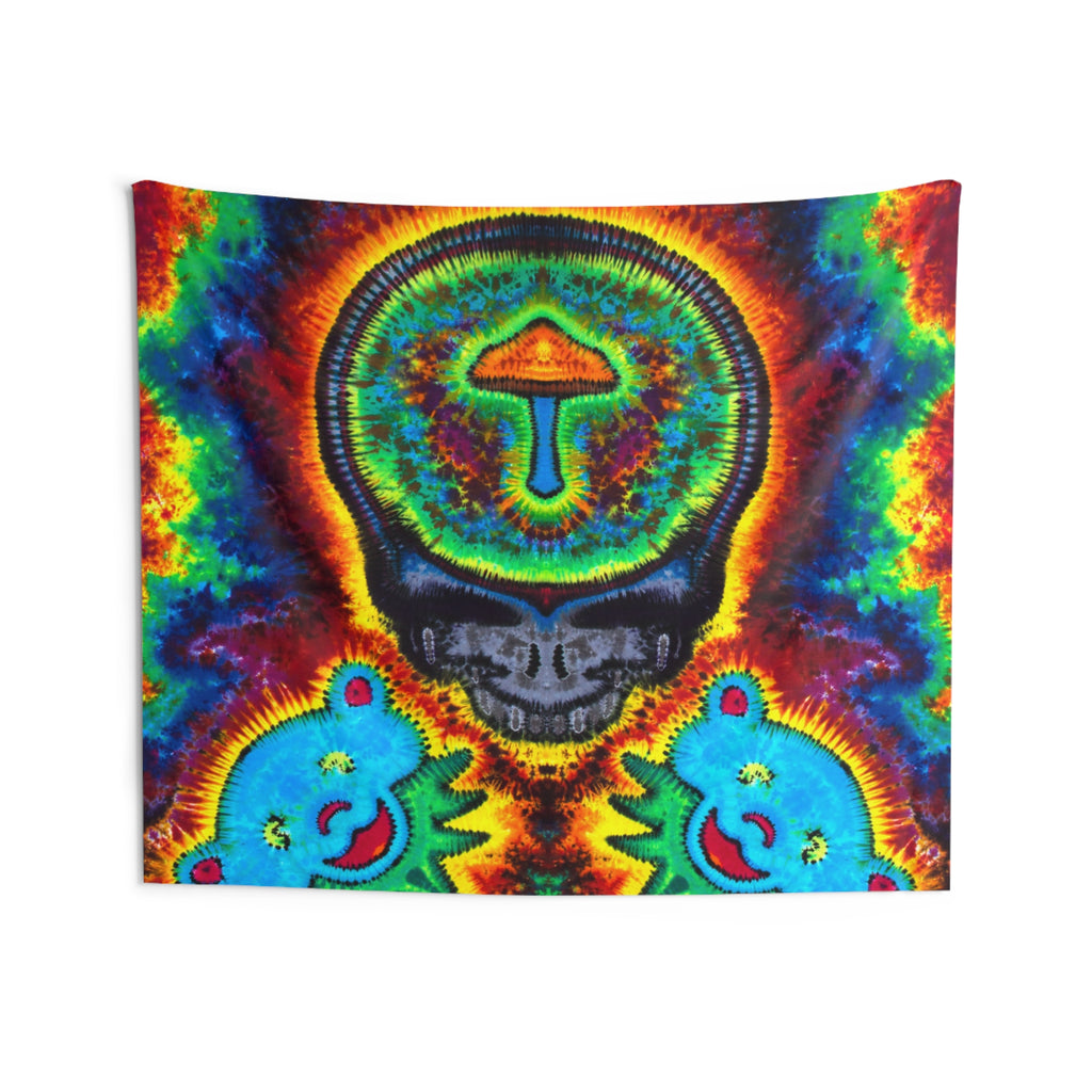 Mushroom Skull Mandala Tie-Dye Tapestry | JamminOn