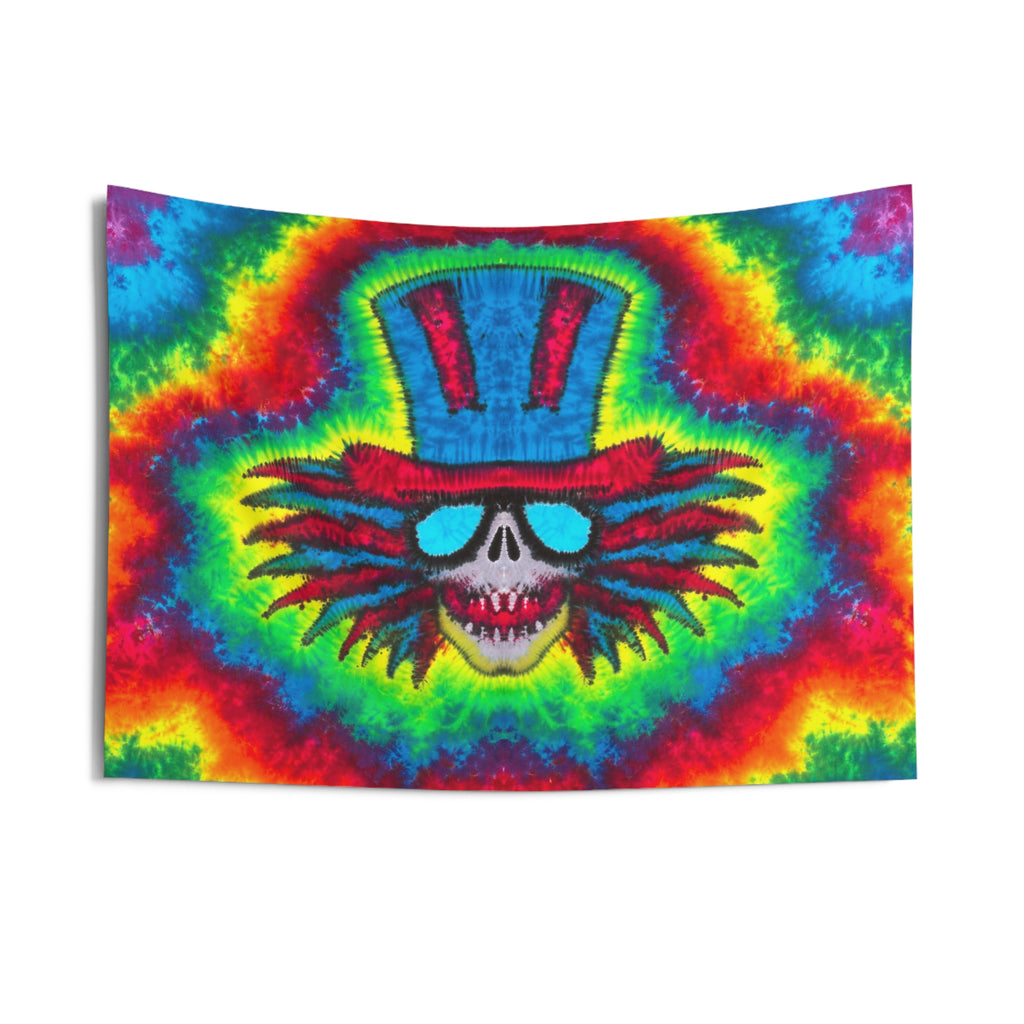 Top Hat Skull Starburst Tie-Dye Tapestry | JamminOn