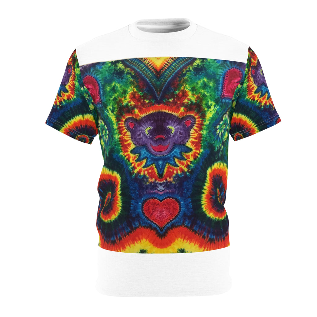 Dancing Bear Rainbow Hearts Tie-Dye AOP Shirt - JamminOn