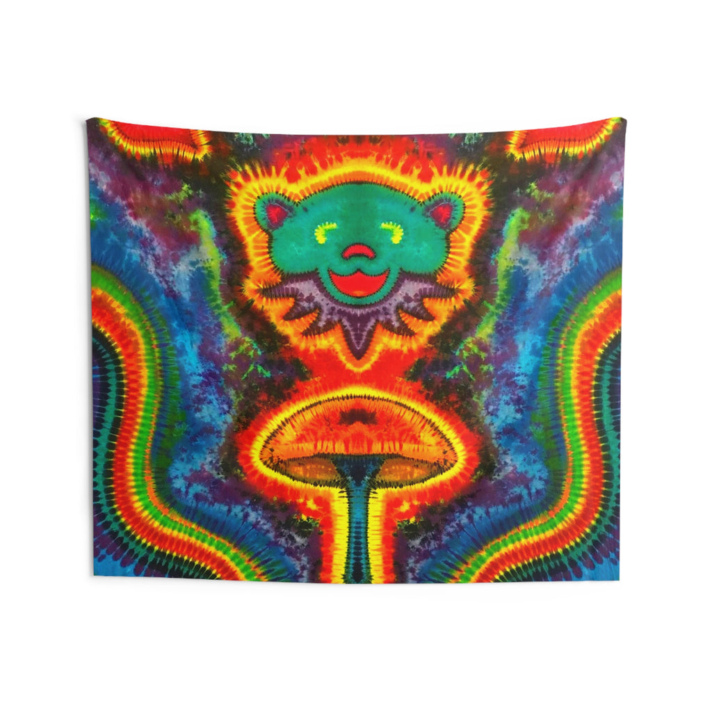 Bear and Mushroom Tie-Dye Wall Tapestry | JamminOn