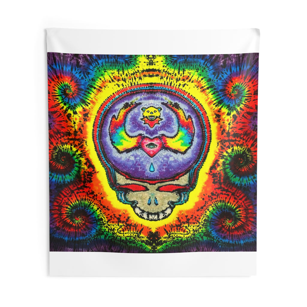 Stealie Skull Bear Heart Tie-Dye Wall Tapestry | JamminOn