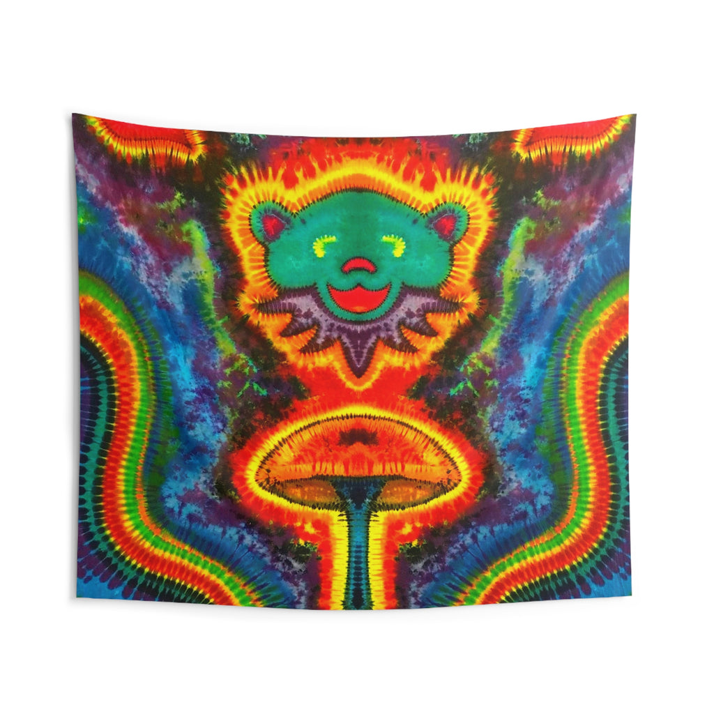 Bear and Mushroom Tie-Dye Wall Tapestry | JamminOn