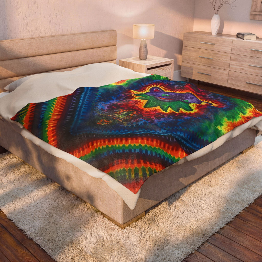 Psychedelic Tie-Dye Velveteen Plush Blanket | JamminOn