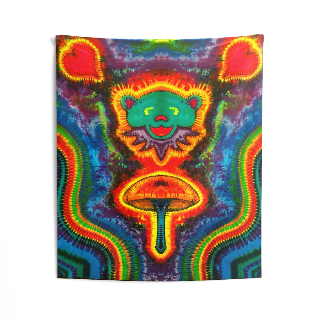 Bear and Mushroom Tie-Dye Wall Tapestry | JamminOn
