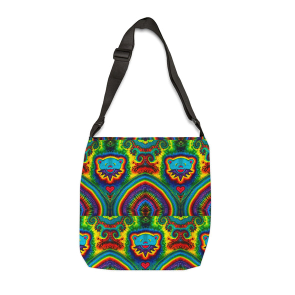 Teal Bear Rainbow Fans Tie-Dye Tote Bag | JamminOn
