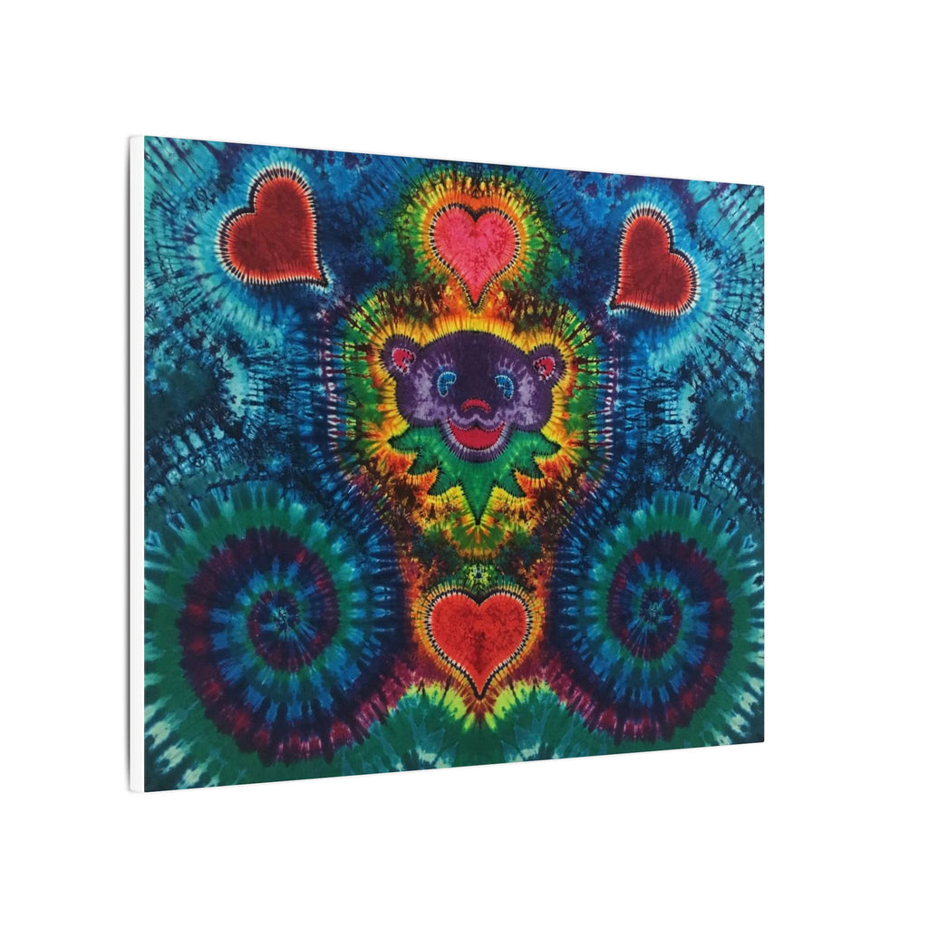 Cosmic Bear Hearts Tie-Dye Wall Art Canvas Print | JamminOn