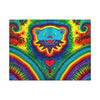 Teal Bear Rainbow Fans Tie-Dye Canvas Print | JamminOn
