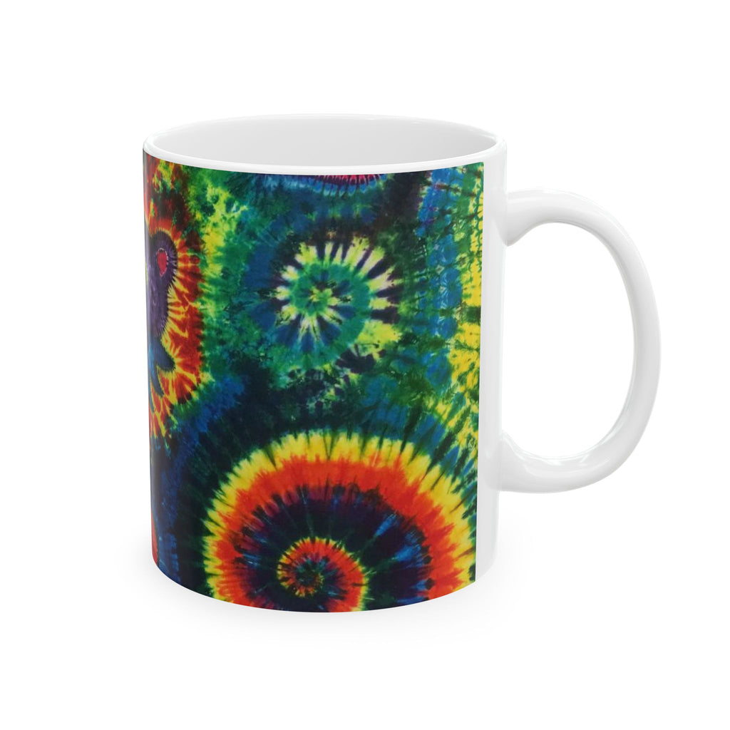 Dancing Bear Rainbow Hearts Psychedelic Tie-Dye Coffee Mug | JamminOn