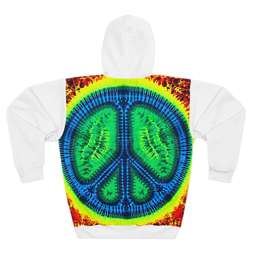Peace Sign Fire Tie-Dye AOP Hoodie | JamminOn