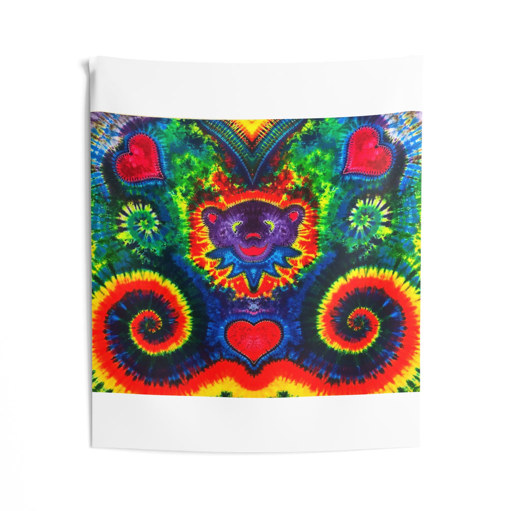 Purple Dancing Bear Hearts Tie-Dye Wall Tapestry | JamminOn