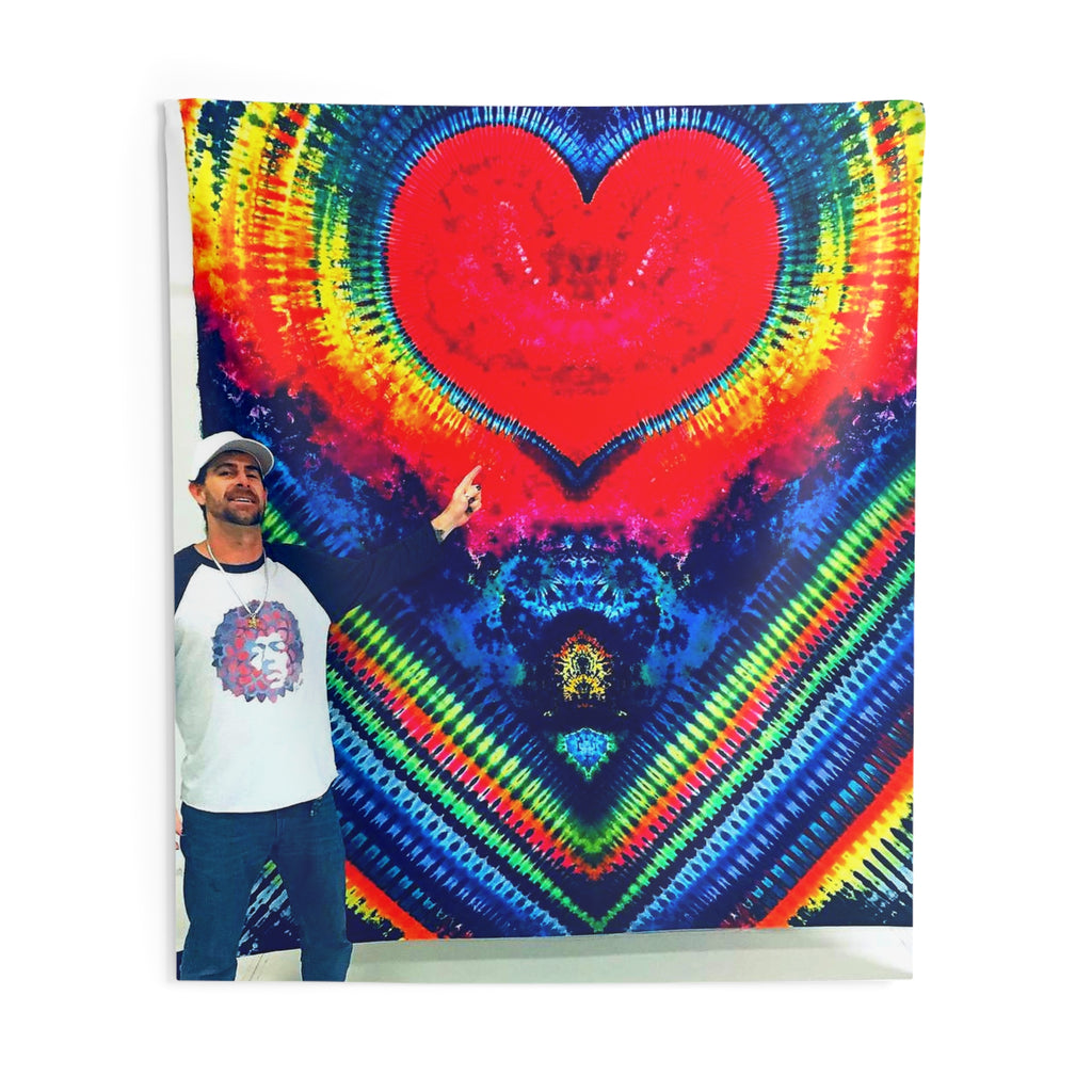Rainbow Heart Original Tie-Dye Wall Tapestry | JamminOn