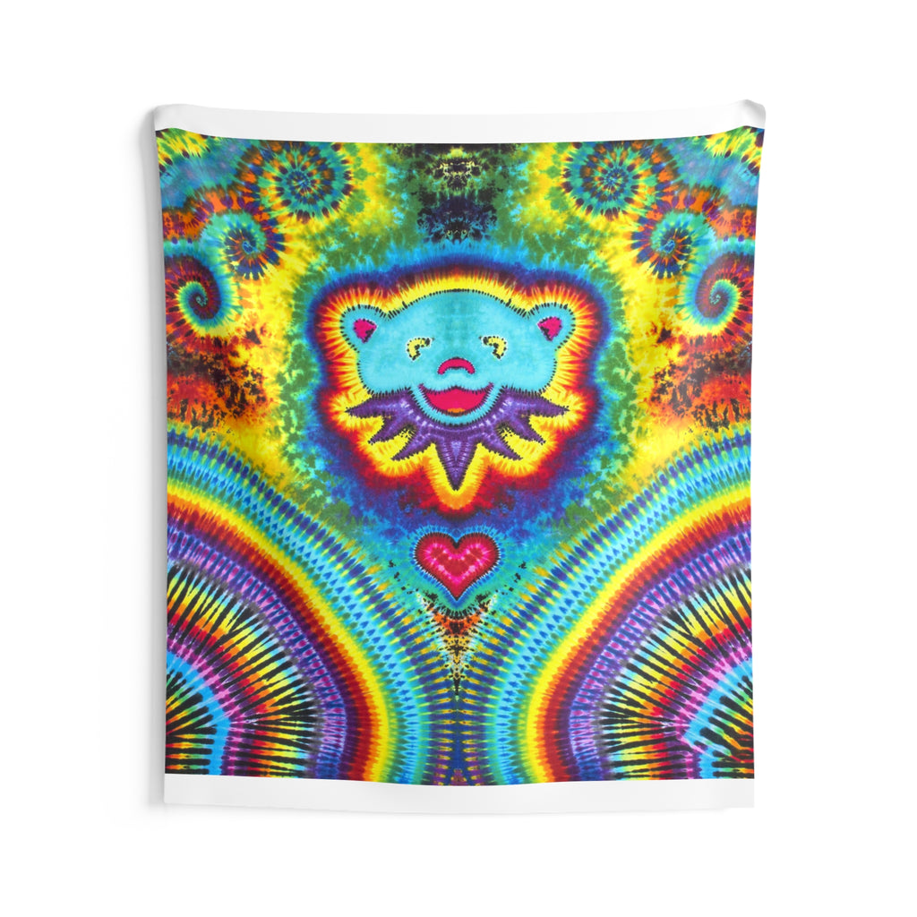 Dancing Bear Heart Burst Tie-Dye Tapestry | JamminOn