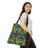 Teal Bear Rainbow Fans Tie-Dye Tote Bag | JamminOn