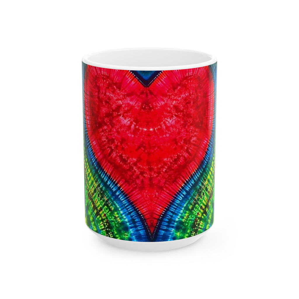 Rainbow Heart Tie-Dye Ceramic Mug | JamminOn