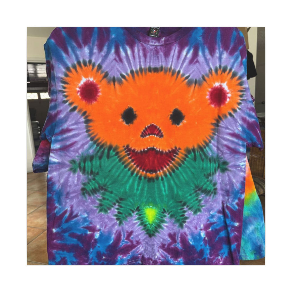 Orange Bear Radial Tie-Dye Wall Art Canvas Print | JamminOn