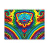 Teal Bear Rainbow Fans Tie-Dye Canvas Print | JamminOn