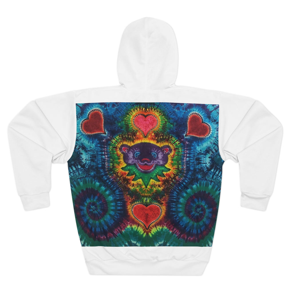 Cosmic Bear Hearts Tie-Dye AOP Hoodie | JamminOn