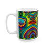 Teal Bear Rainbow Fans Tie-Dye Ceramic Mug | JamminOn