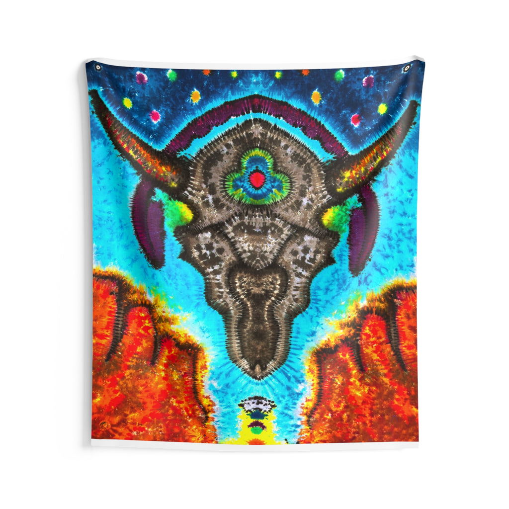 Desert Skull Cosmic Tie-Dye Wall Tapestry | JamminOn
