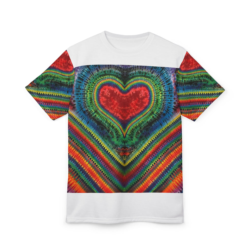 Chevron Rainbow Heart Tie-Dye AOP Shirt - JamminOn