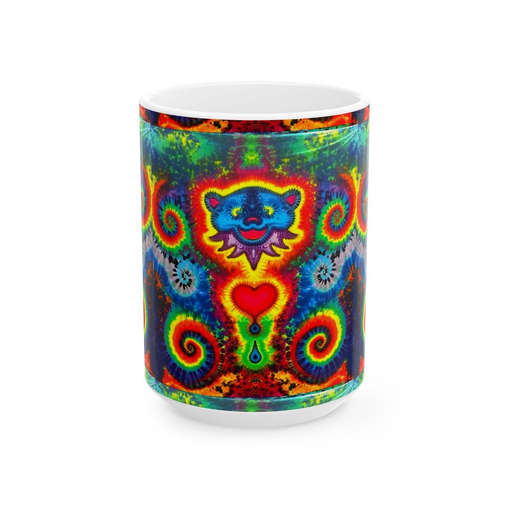 Blue Jammin Bear Heart Tie-Dye Ceramic Mug | JamminOn