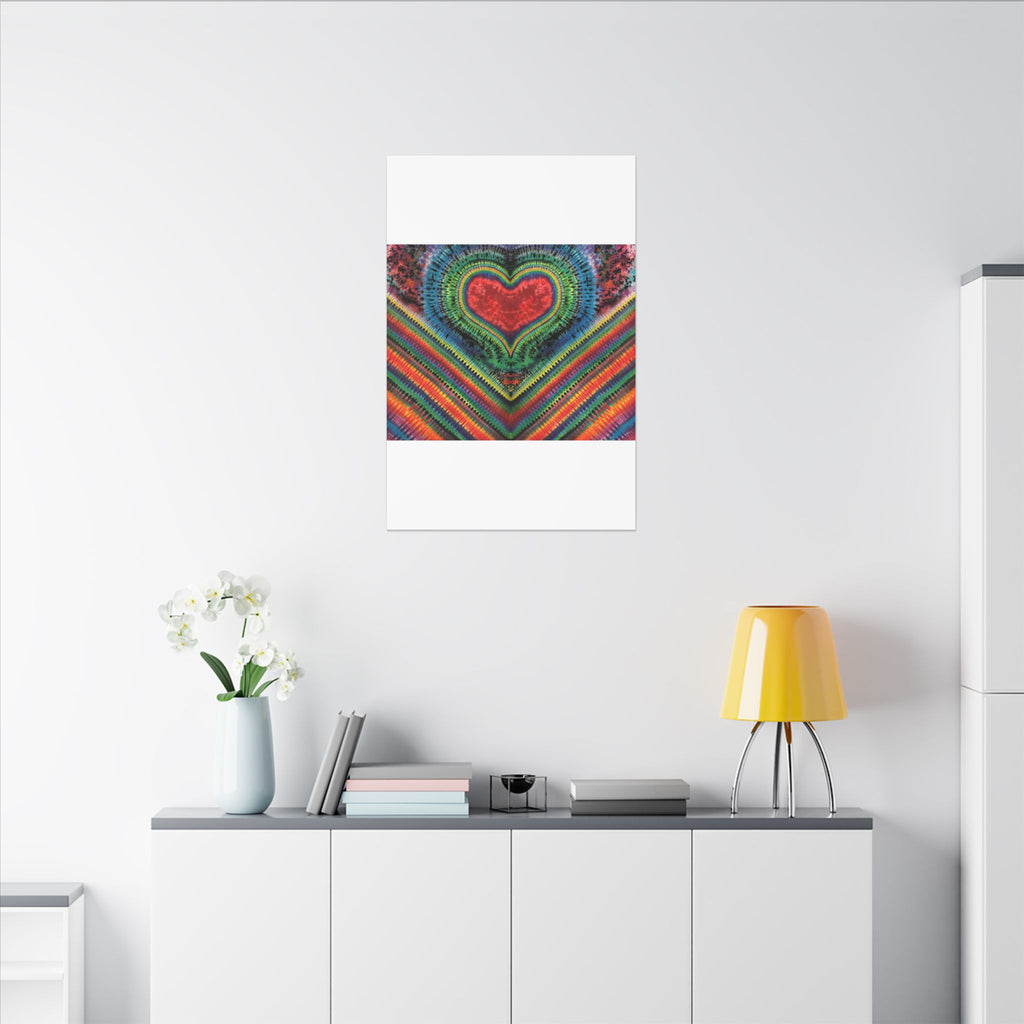 Chevron Rainbow Heart Tie-Dye Wall Art Canvas Print | JamminOn