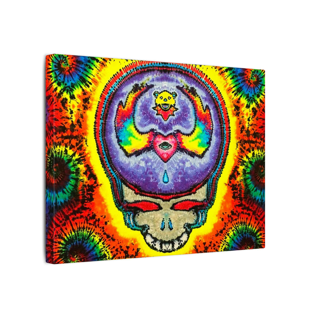 Stealie Skull Bear Heart Tie-Dye Canvas Print | JamminOn