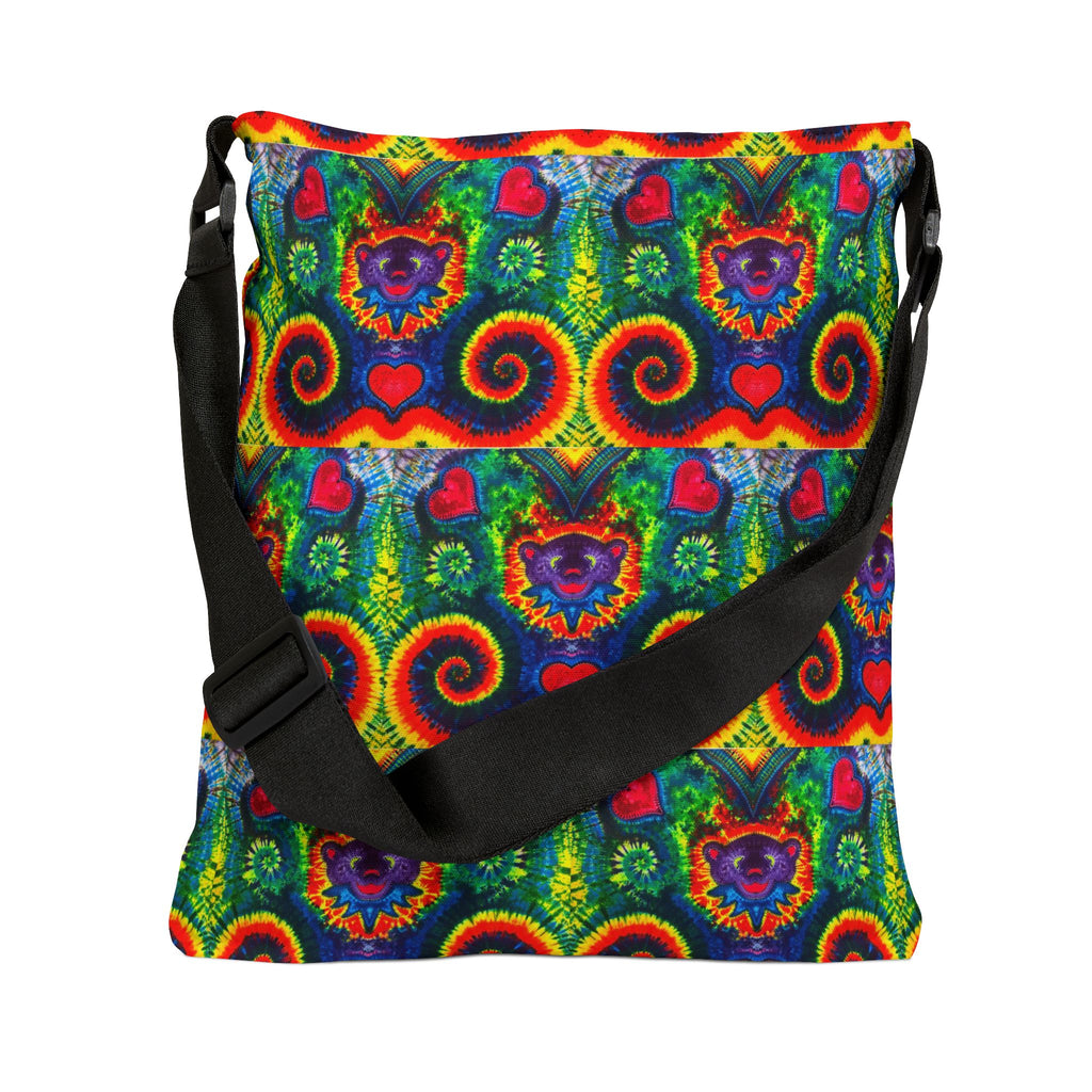 Purple Dancing Bear Hearts Tie-Dye Tote Bag | JamminOn