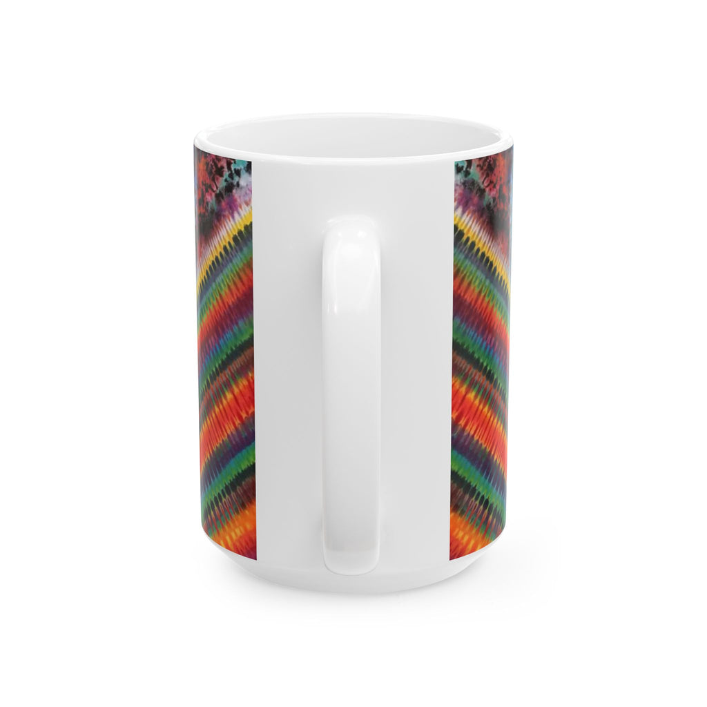 Chevron Rainbow Heart Psychedelic Tie-Dye Coffee Mug | JamminOn