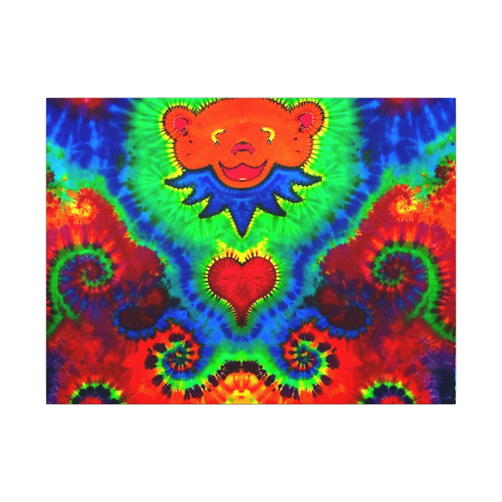 Orange Bear Rainbow Spirals Tie-Dye Canvas Print | JamminOn