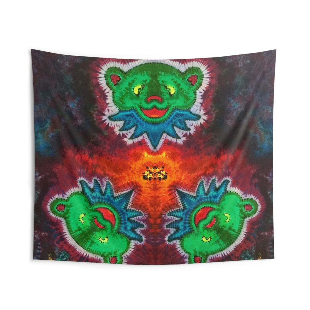 Triple Bear Glow Tie-Dye Wall Tapestry | JamminOn
