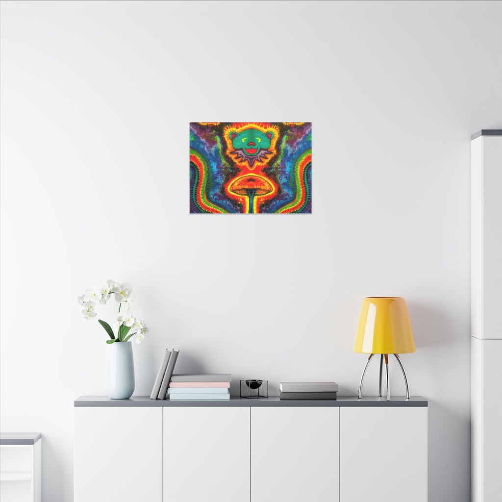 Bear and Mushroom Tie-Dye Canvas Print | JamminOn