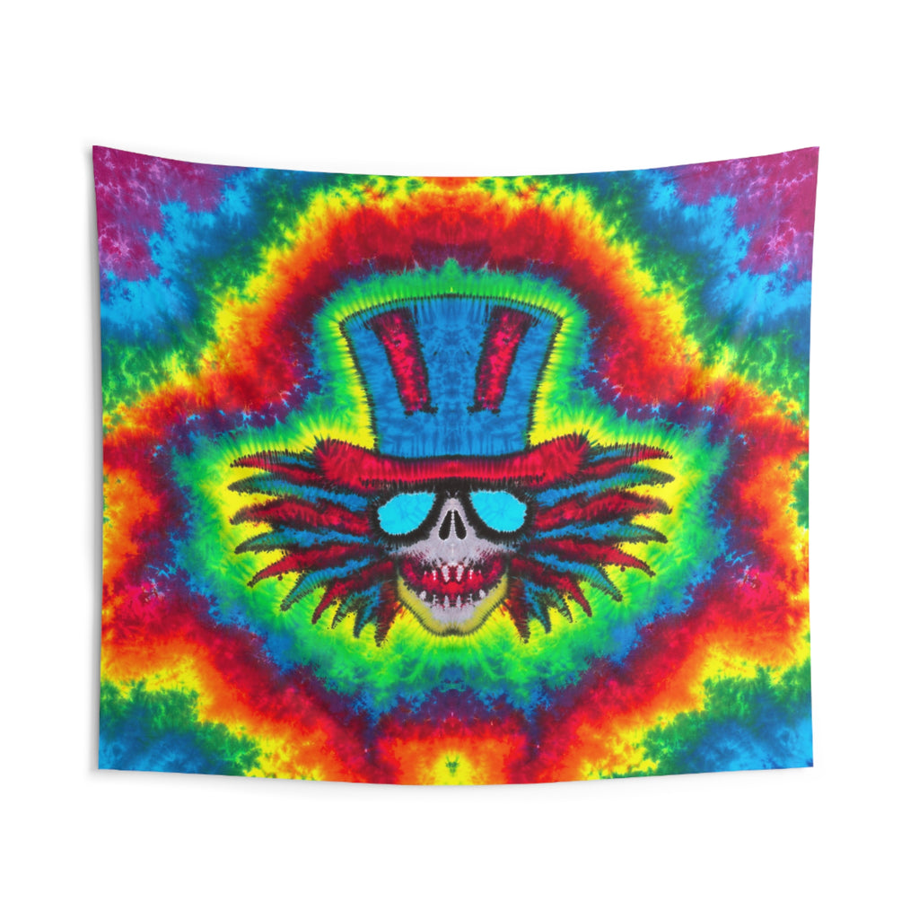 Top Hat Skull Starburst Tie-Dye Tapestry | JamminOn