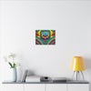 Teal Bear Rainbow Fans Tie-Dye Canvas Print | JamminOn