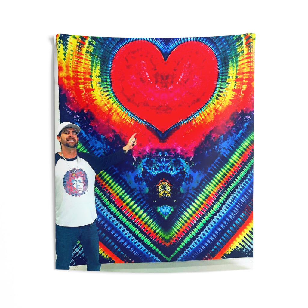 Rainbow Heart Original Tie-Dye Wall Tapestry | JamminOn