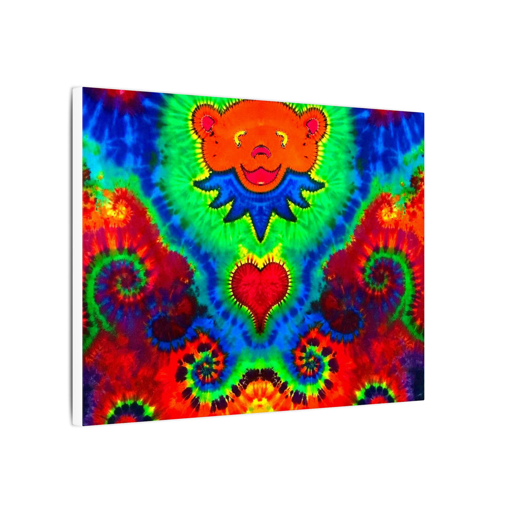 Orange Bear Rainbow Spirals Tie-Dye Canvas Print | JamminOn