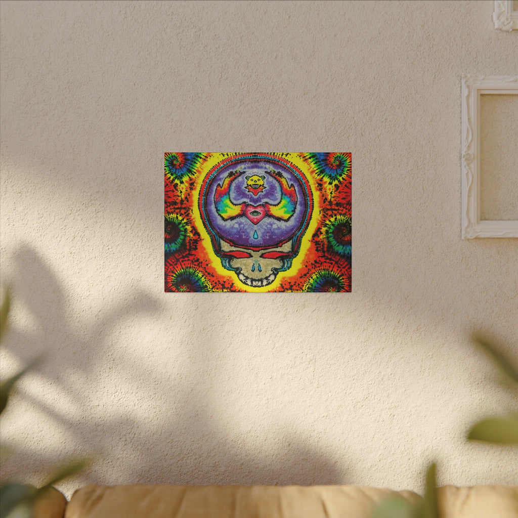 Stealie Skull Bear Heart Tie-Dye Canvas Print | JamminOn