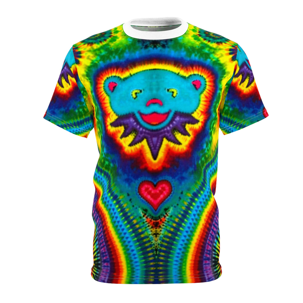 Teal Bear Rainbow Fans Tie-Dye AOP Shirt | JamminOn