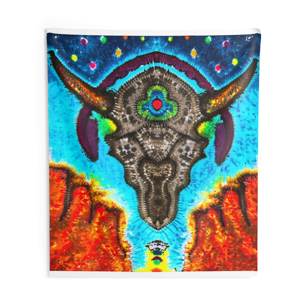 Desert Skull Cosmic Tie-Dye Wall Tapestry | JamminOn