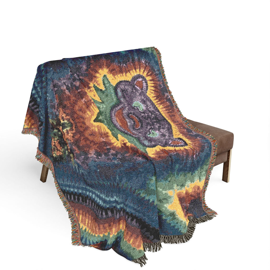 Psychedelic Tie-Dye Woven Blanket | JamminOn Festival Art